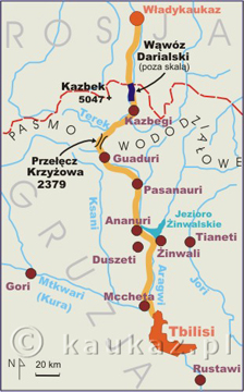 Gruziska Droga Wojenna - mapa