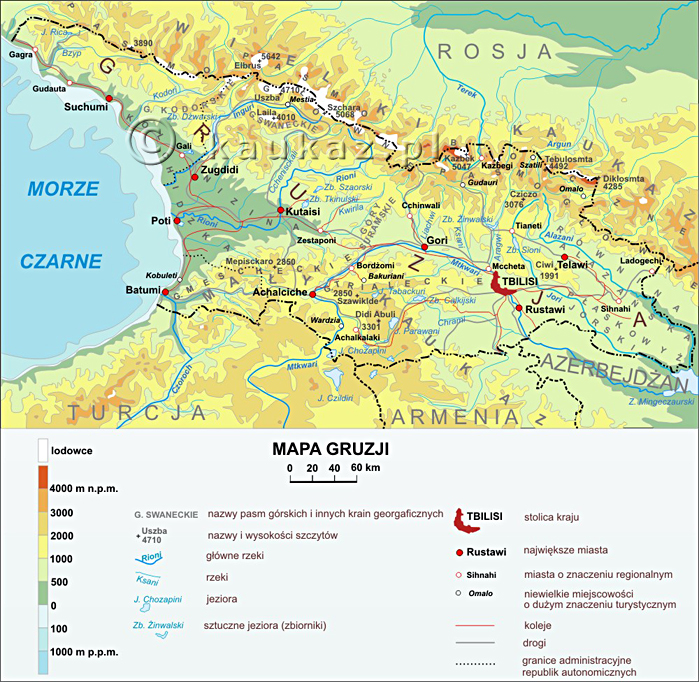 mapa Gruzji, Gruzja mapa