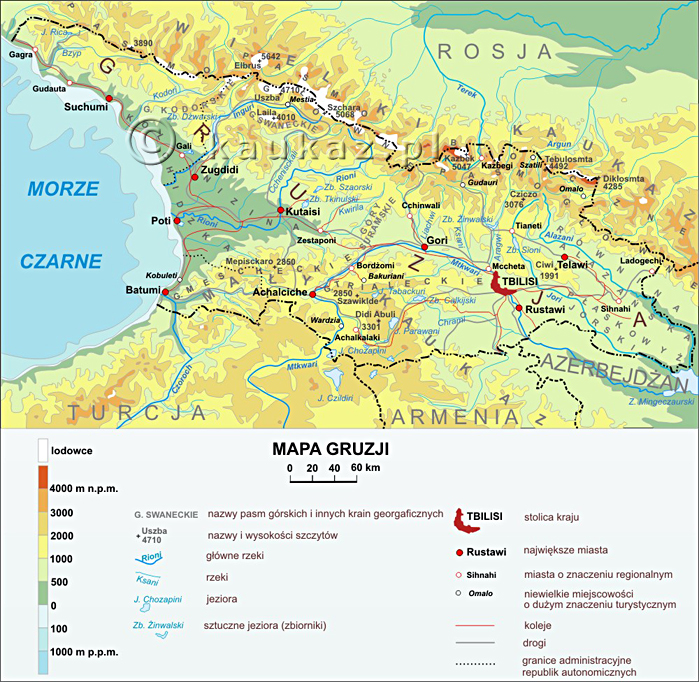 Mapa Gruzji Republika Gruzji Panstwo Gruzja Geografia Podroze Biznes I Mapy